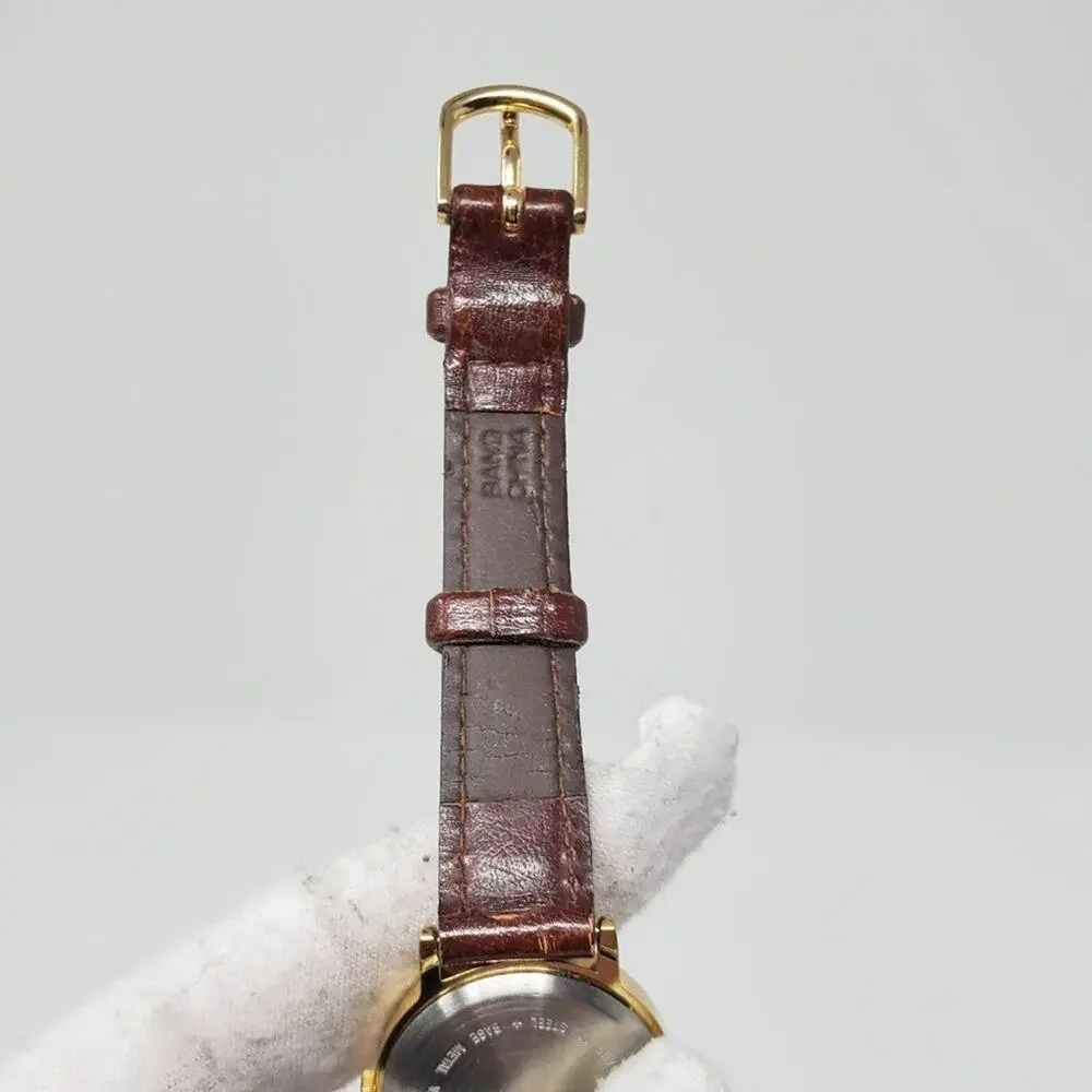 Disney X Lorus Mickey Mouse Gold Watch Vintage Brown Leather